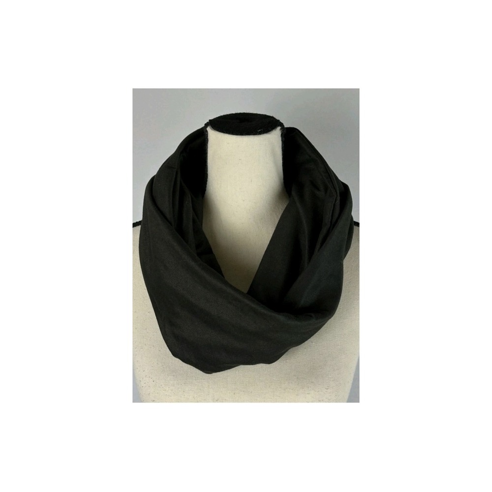 Beyond Yoga Black With Hidden Zippered Pocket Infinity Scarf - One Size Soft